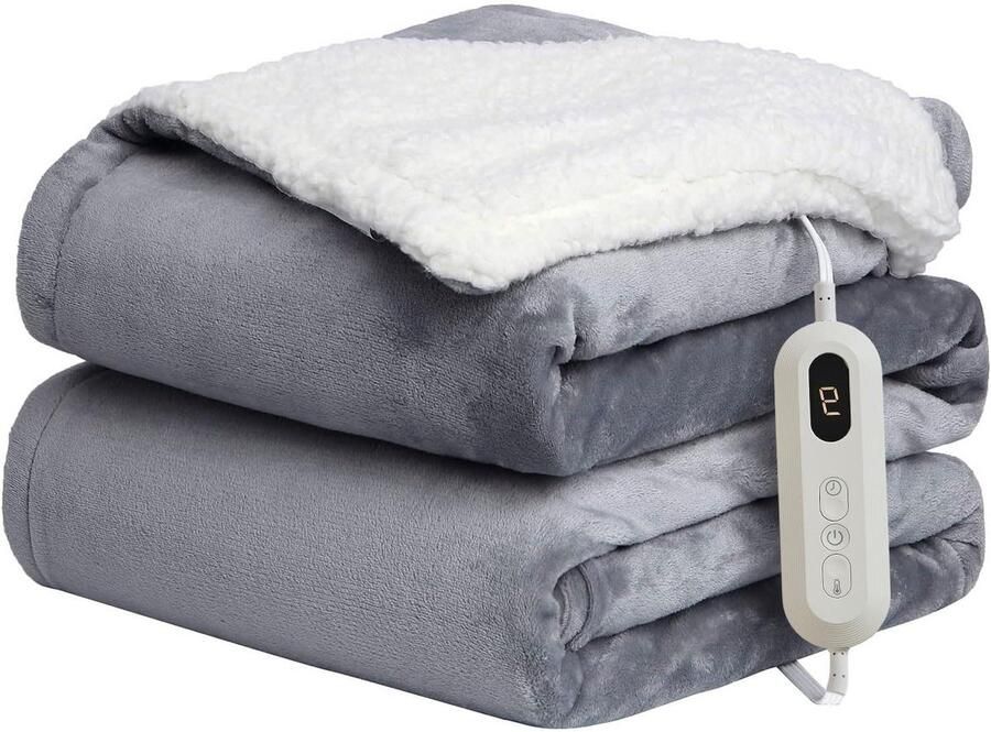 Elektrische Deken Verwarmde plaid Lekker opwarmen 10 warmte-instellingen 44x35x11 cm Grijs