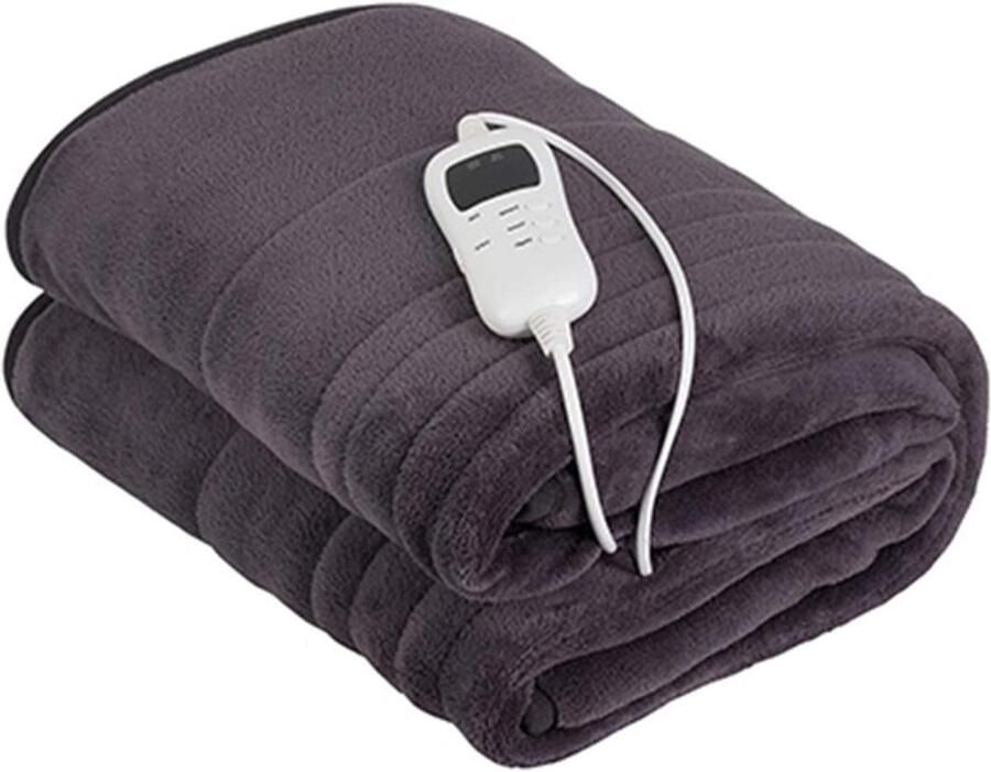 Elektrische deken Verwarmingsdeken Bed opwarmen Instelbare timer 160 x 180 cm Grijs