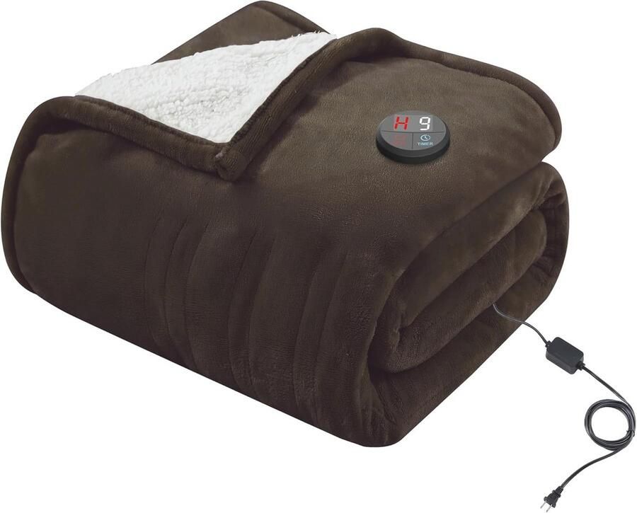 Elektrische deken Warmtedeken comfort Lekker opwarmen 10 warmtestanden 130 x 180 cm Bruin