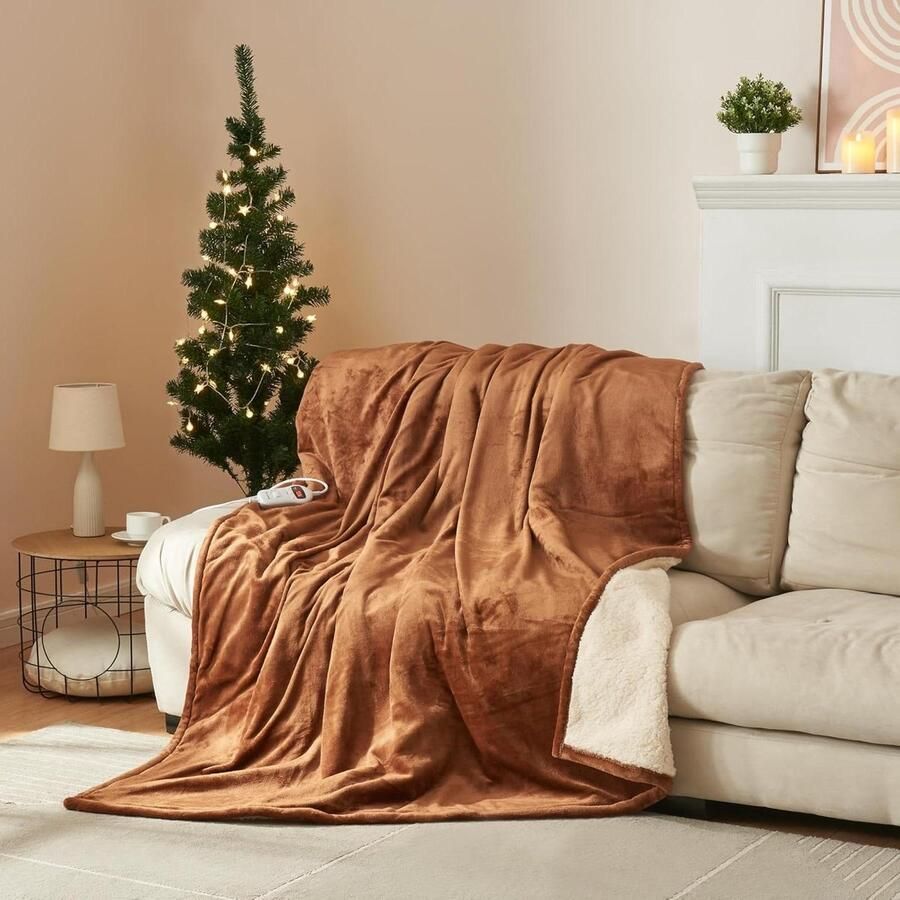 Elektrische Deken Warmtedeken Fleece Snel Opwarmen 10 Warmtestanden 200x150 cm Bruin