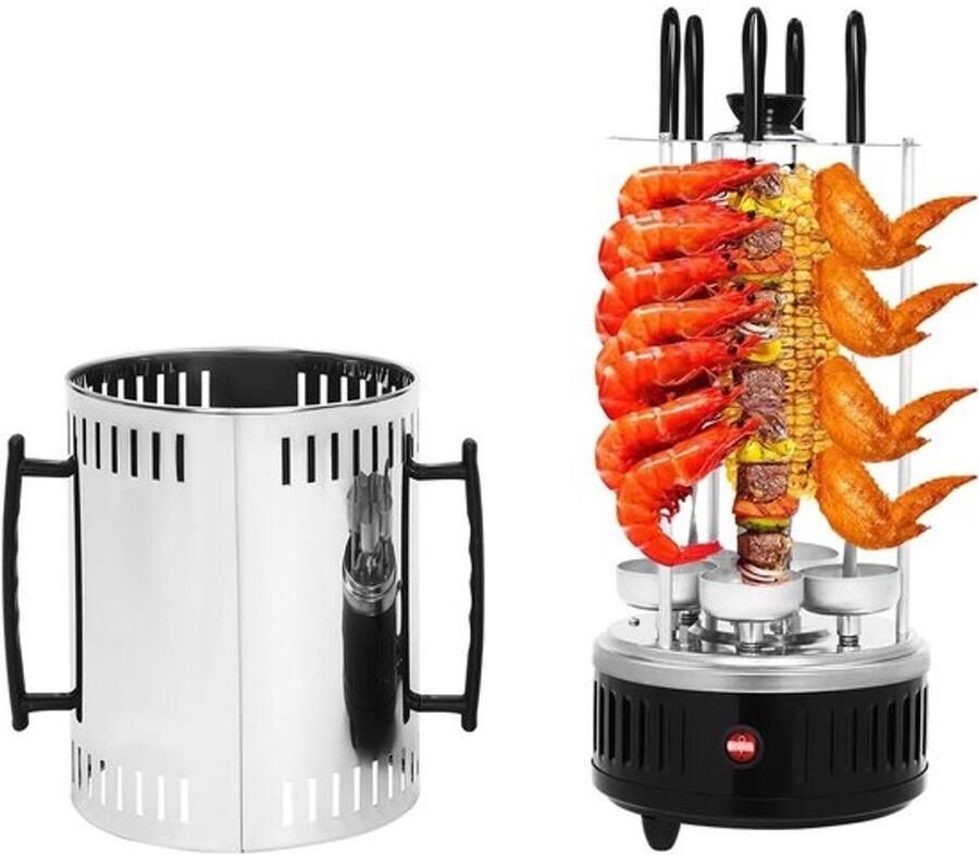 Elektrische Döner Grill Verticale Grill Kebab Thuis Grillen Automatische Rotatie 20 x 37.5 cm Zwart Zilver