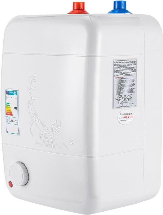 Elektrische doorstroomboiler Compacte boiler Direct warm water Roestvrij staal binnenbekleding 8 liter Wit