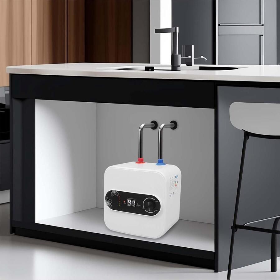 Elektrische Doorstroomboiler Mini Boiler Direct Warm Water Digitale Temperatuurweergave 8 Liter Wit