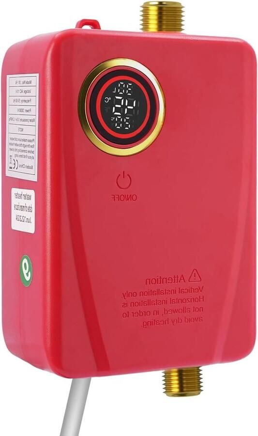 Elektrische Doorstroomboiler Mini Boiler Direct Warm Water LED Display 3500 W Rood