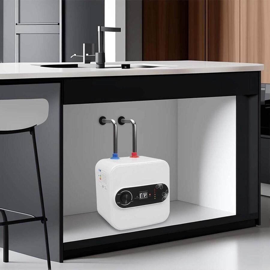 Elektrische Doorstroomboiler Mini Boiler Instant Snel Warm Water Digitale Temperatuurweergave 8 Liter Wit