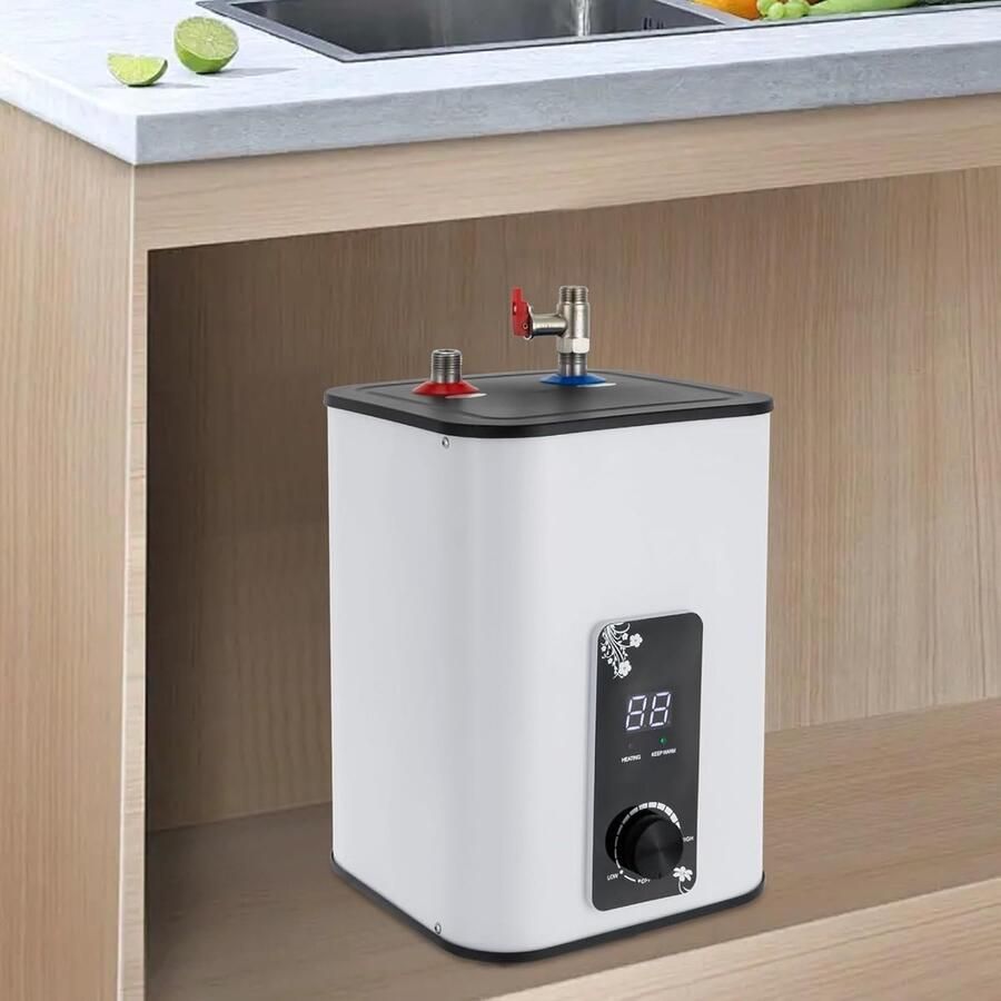 Elektrische Doorstroomboiler Mini Boiler Keuken Direct Warm Water Digitaal Display 8 Liter Wit