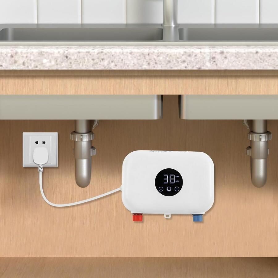 Elektrische Doorstroomboiler Wit Direct Warm Water Keuken & Badkamer 5500W Digitaal