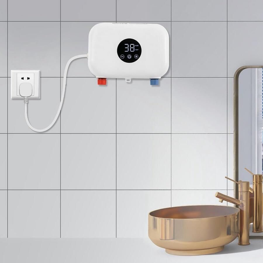 Elektrische Doorstroomboiler Wit Direct Warm Water Keuken & Badkamer 5500W Digitaal