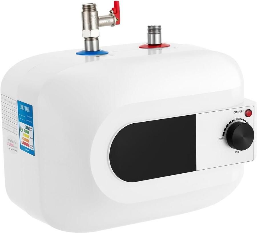 Elektrische Doorstroomverwarmer Mini Boiler Direct Warm Water Compact Onderbouw Model 6 Liter Capaciteit Wit