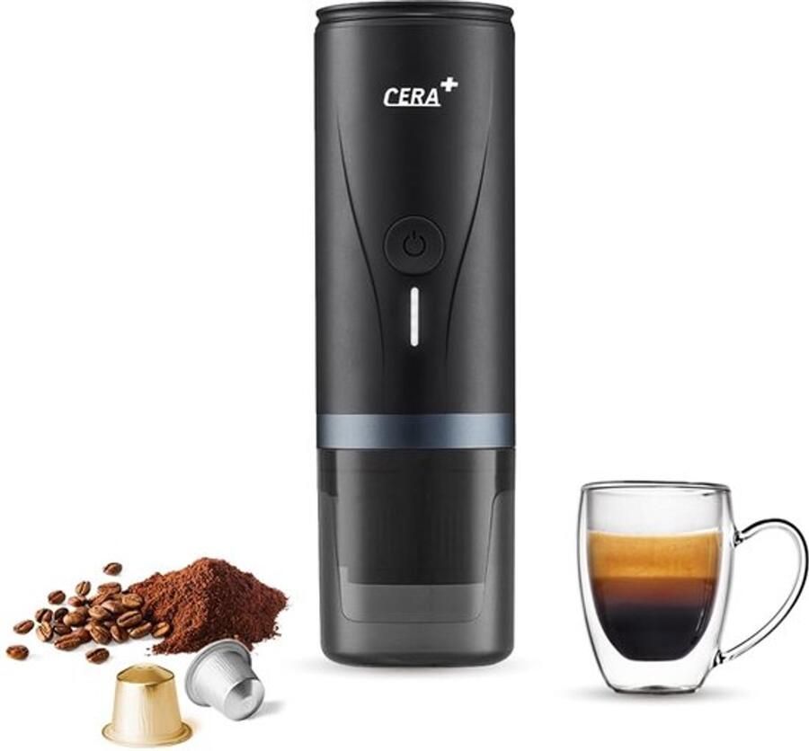 Elektrische draagbare espressomachine met 3-4 minuten zelfverwarmend 20 bar 12 V mini-accu compatibel met NS-capsule en gemalen koffie reiskoffiezetapparaat voor auto camping
