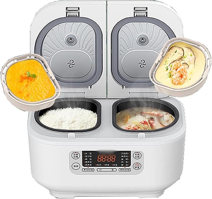 Elektrische Dubbele Rijstkoker 3L Met 12U Timer en Temperatuurregeling