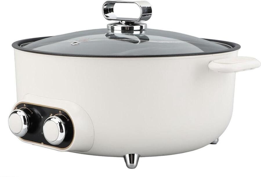 Elektrische Dubbelzijdige Pan Multifunctionele Kookpot Familiediners Bereiden Dubbelzijdig Ontwerp 6 Liter Capaciteit Zwart