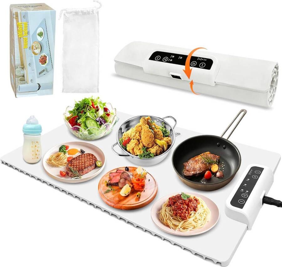 Elektrische eetwarmer opvouwbare siliconen buffetwarmer groot 61 x 38 cm volledige verwarming 3 instelbare temperaturen timers voor buffet party restaurant