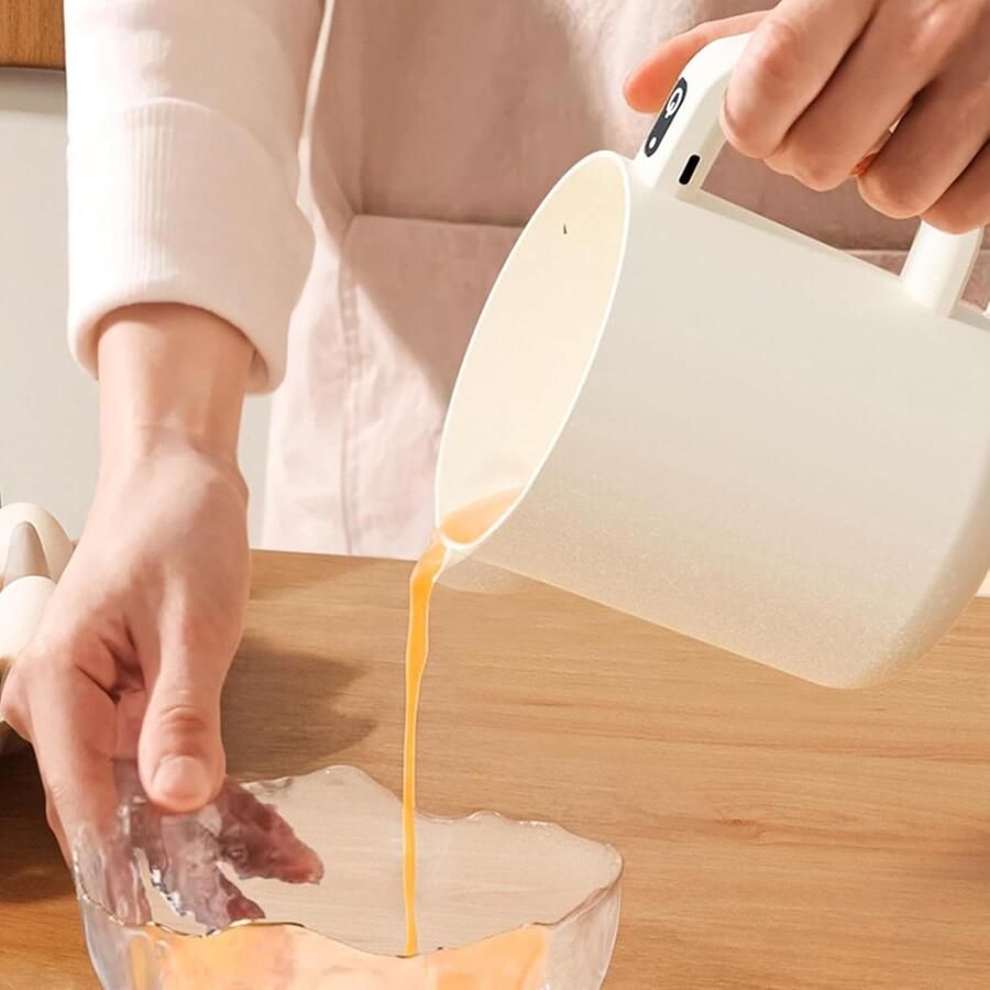 Elektrische Eierklopper Keukenmixer Draadloos Beslag Mixen Zelfreinigend Mechanisme 1 liter Beige