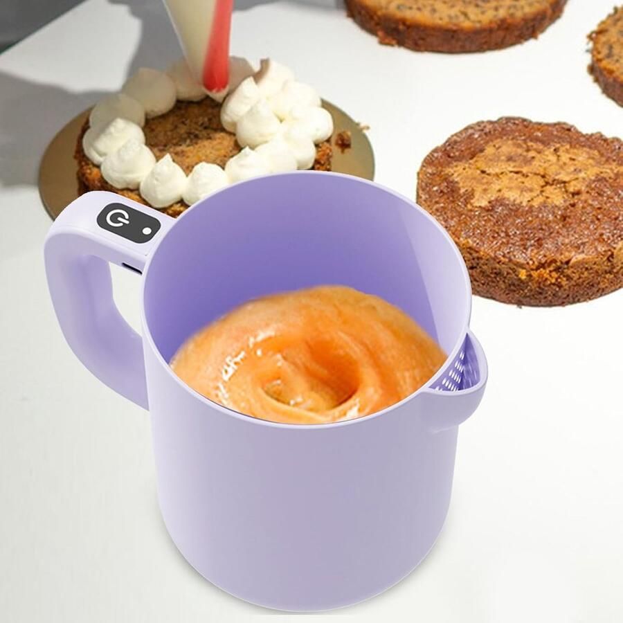 Elektrische Eierklopper Keukenmixer Draadloos Mengen en Kloppen Met Zelfreinigend Systeem 1 Liter Paars