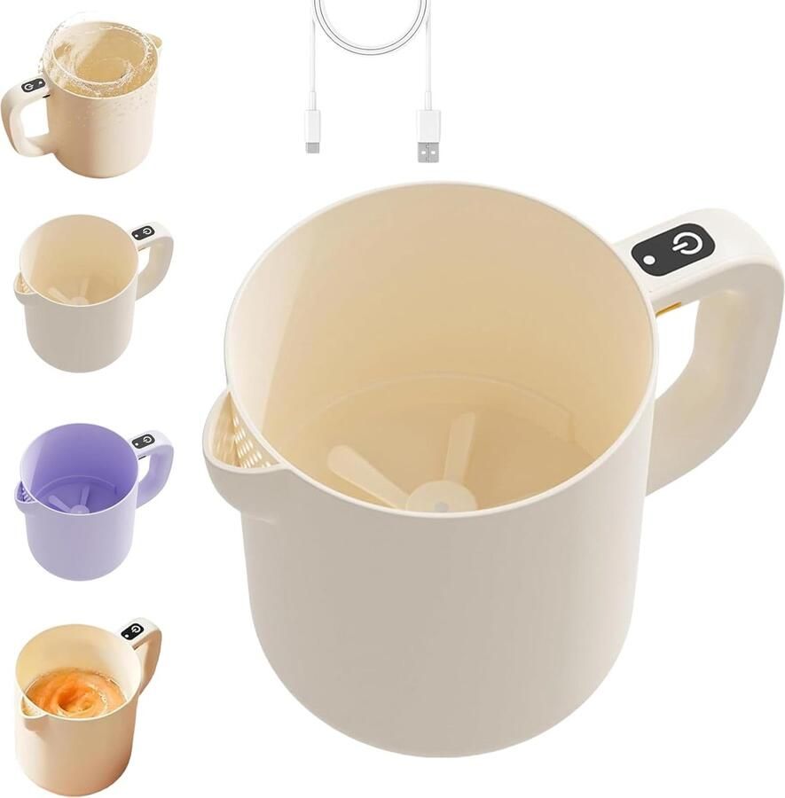 Elektrische Eierklopper Keukenmixer Garde Snel Beslag Maken Ingebouwd Filter 5 x 5 x 5 cm Beige