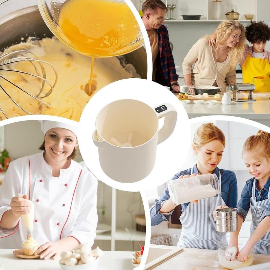 Elektrische Eierklopper Oplaadbare Mixer Keuken Bakken Zelfreinigend Mechanisme 1 liter Beige - Foto 2