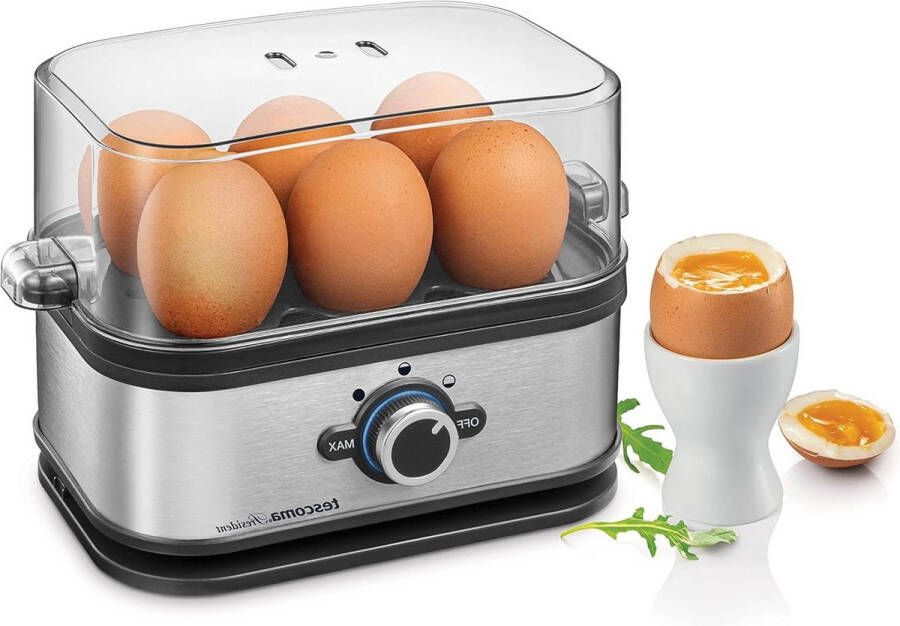 Elektrische eierkoker 6 eieren 3 kookprogramma's roestvrij staal