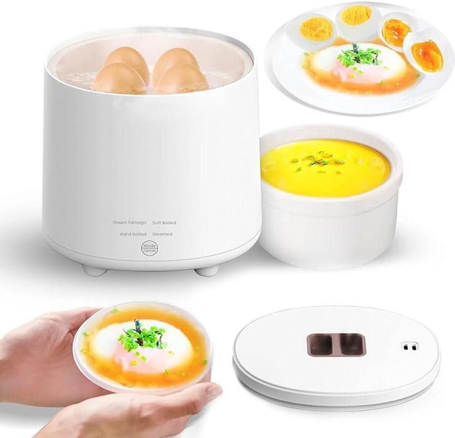 Elektrische eierkoker apparaat Eieren koken Automatische uitschakeling Voor 4 eieren Wit
