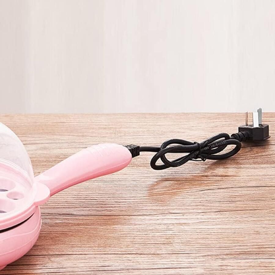 Elektrische Eierkoker Eierpan Ontbijt Snel Ontbijt Maken 2-in-1 Multifunctioneel Compact Roze