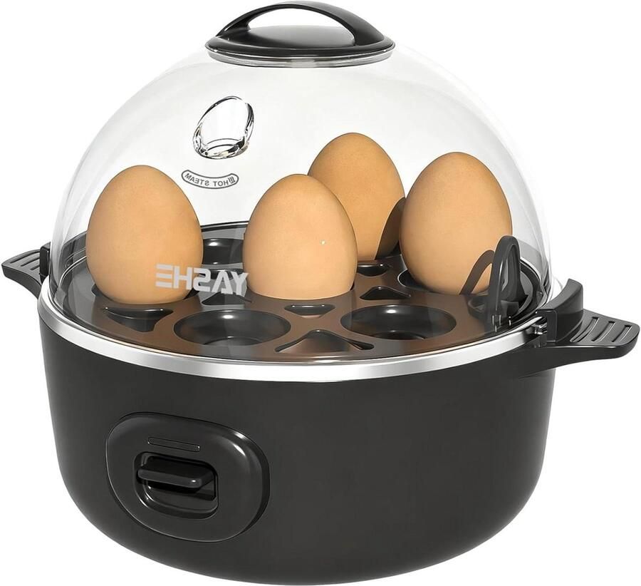 Elektrische Eierkoker Eierstomer Ontbijt Koken Muziekalarm Automatische Uitschakeling 7 Eieren Grijs