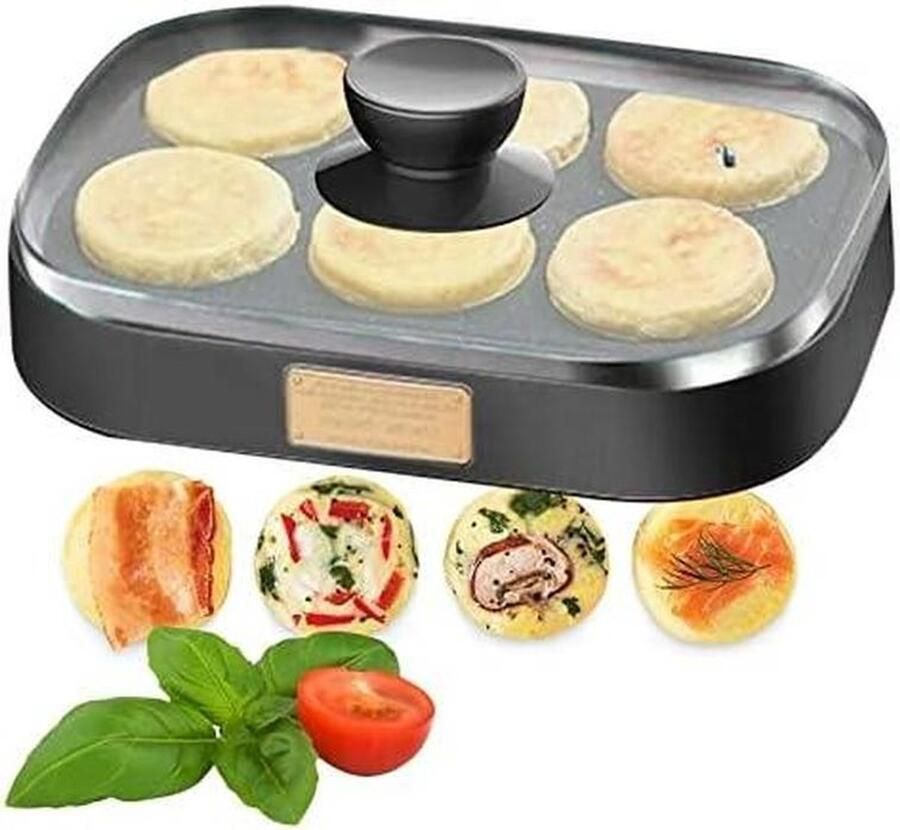 Elektrische Eierkoker en Omeletmaker Ontbijt Bereiden Antiaanbaklaag 900 W Zwart