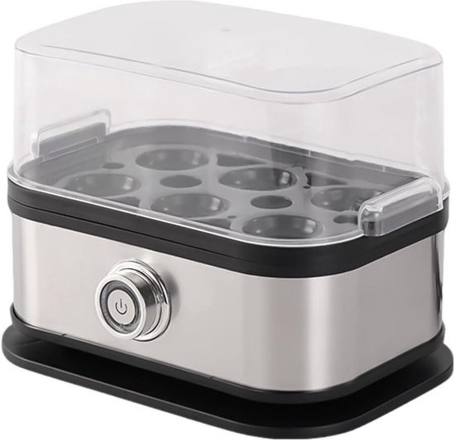 Eierenkoker Automatisch Keukenapparaat Stoom Snel Ontbijt 6 Vakken Pocheerfunctie 18x15.5x13.5cm Zwart