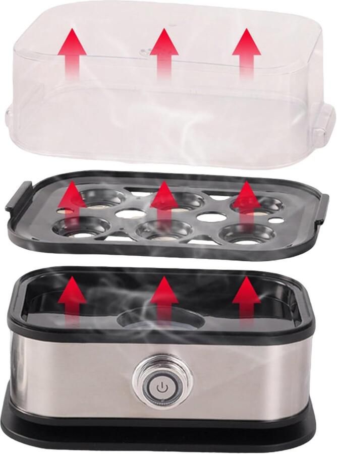 Elektrische Eierkoker Keukenapparaat Stomer Snelle Maaltijden Automatische Uitschakeling 6 Vakken Zwart