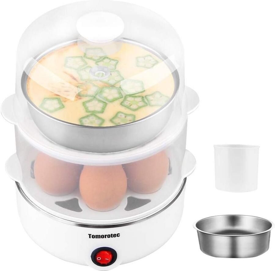 Elektrische Eierkoker met 2 Niveaus 14 Eiercapaciteit Automatische Uitschakeling voor Perfect Gestoomde Maaltijden