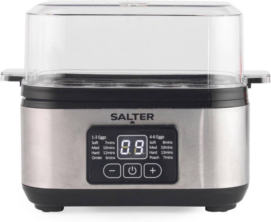 Elektrische Eierkoker met Capaciteit voor 6 Eieren – Perfect voor Zacht Gekookt Hard Gekookt en Gepocheerde Eieren Inclusief Maatbeker en Pocheerplaten