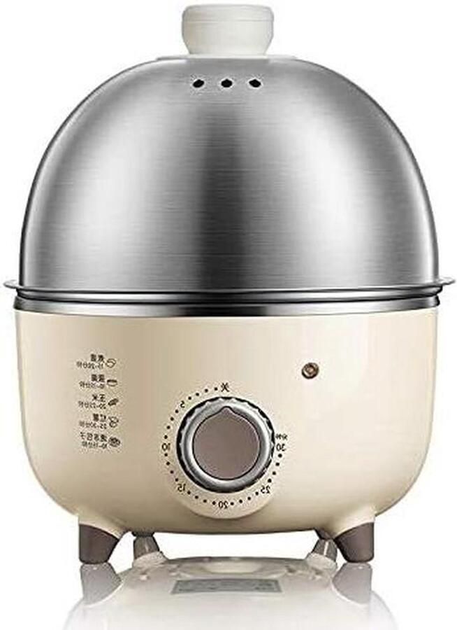 Elektrische Eierkoker Mini Kookpan Stoomkoker Ontbijt Bereiden Automatische Timer 7 Eieren Beige