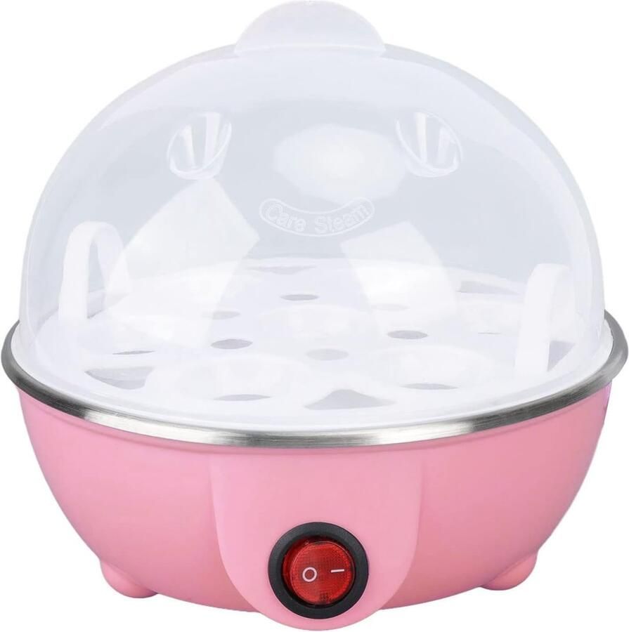 Elektrische eierkoker multifunctionele mini-eierkoker automatische uitschakeling stoompan 7 capaciteit elektrisch voor de keuken van (roze)