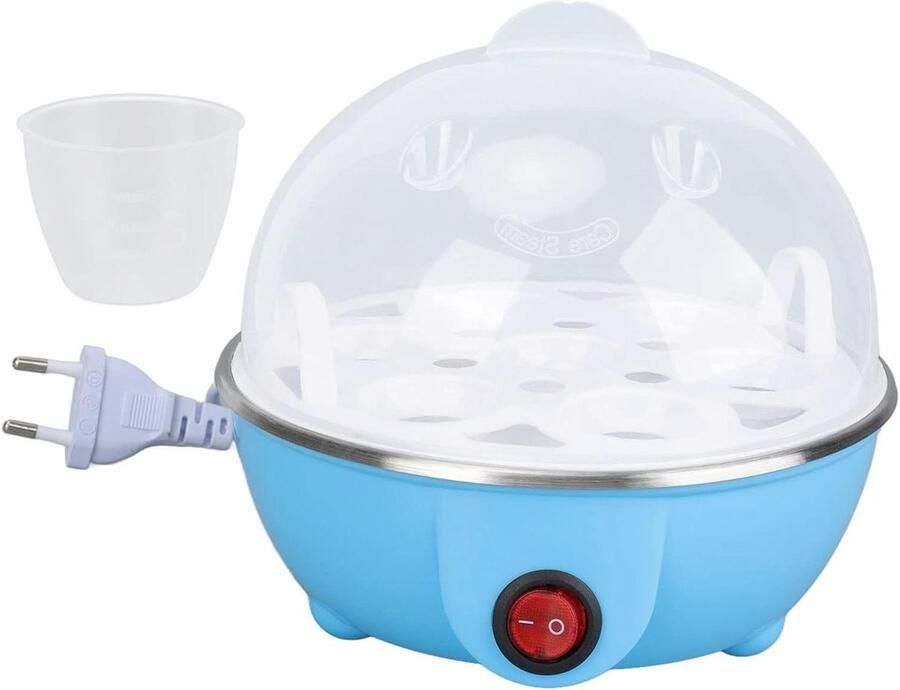 Elektrische Eierkoker Snel Koken Ontbijt Maken Automatische Uitschakeling 7 Eieren Blauw