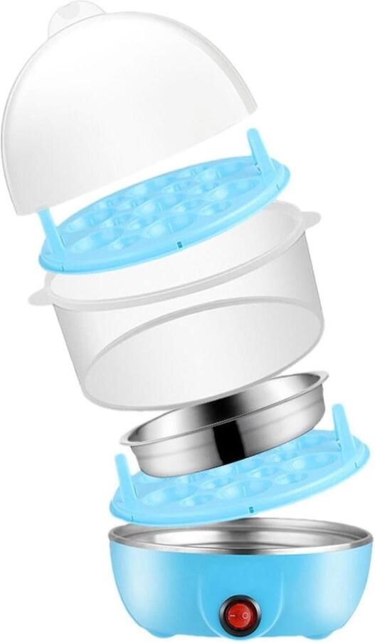 Elektrische Eierkoker Stoomkoker Ontbijt Bereiden Automatische Uitschakelfunctie 7 Eieren Blauw