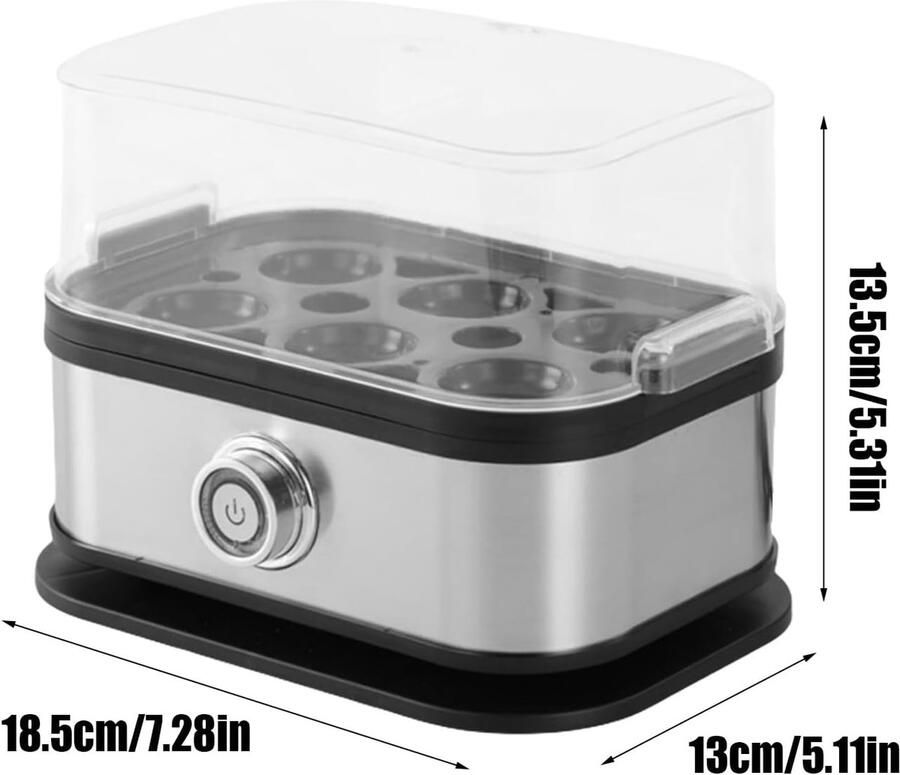 Elektrische Eierkoker Stoomkoker Snel Ontbijt Maken Automatische Warmtebewaking 18.5 x 13 x 13.5 cm Zilver