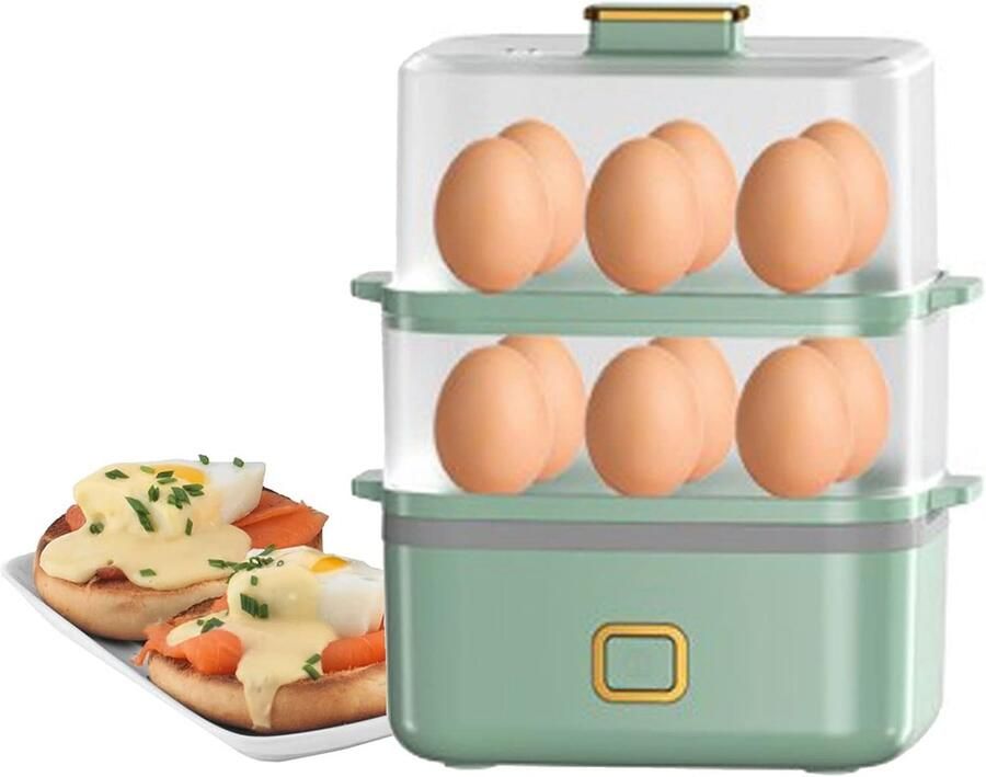 Elektrische Eierkoker Stroper Ontbijt Koken Dubbellaags Ontwerp Capaciteit 12 Eieren Roestvrij staal