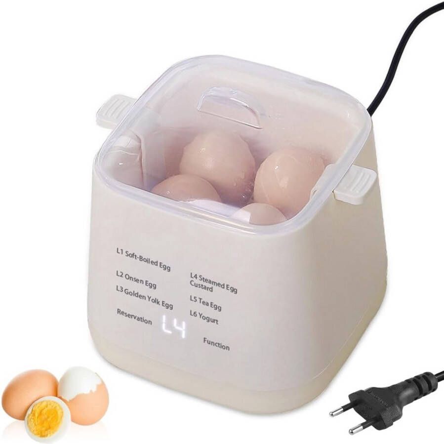 Elektrische Eierkoker voor 4-6 Eieren – Multifunctionele Eierstoomkoker met Snelle Kookfunctie