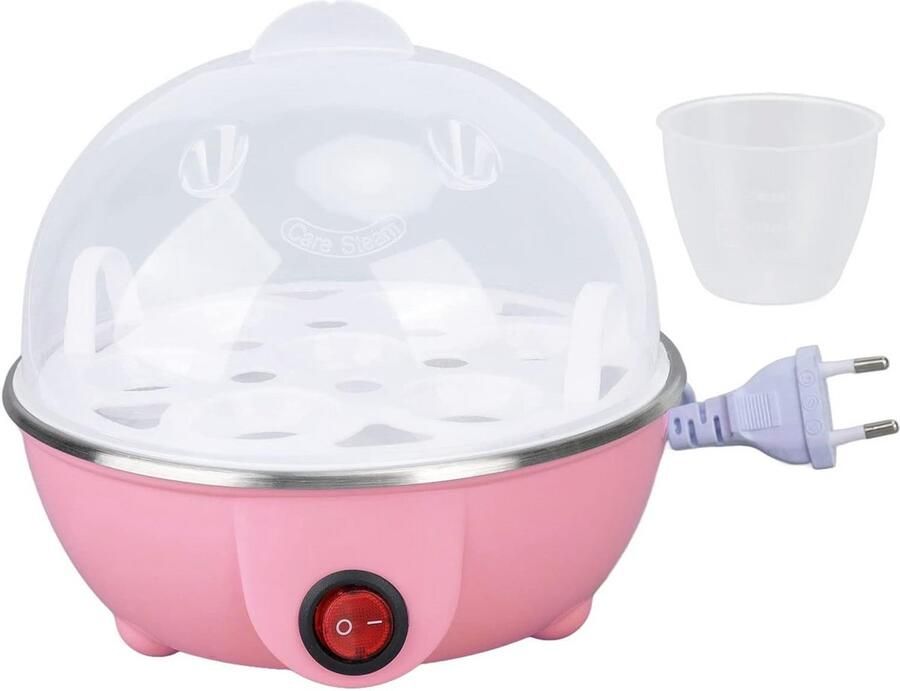 Elektrische Eierkoker voor 7 Eieren met Automatische Uitschakeling Roze