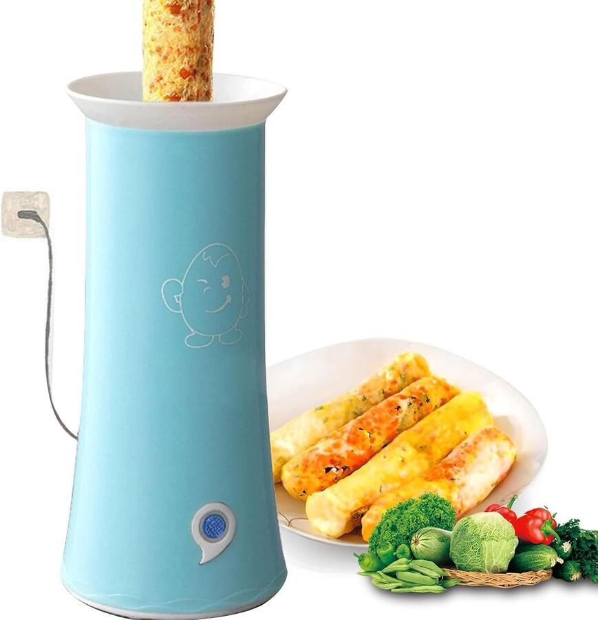 Elektrische eierrol maker machine 6 minuten automatische ontbijtmaker met anti-aanbak roestvrij staal olieduwstang en bamboestokken voor omelet hotdog worst gemakkelijk te reinigen