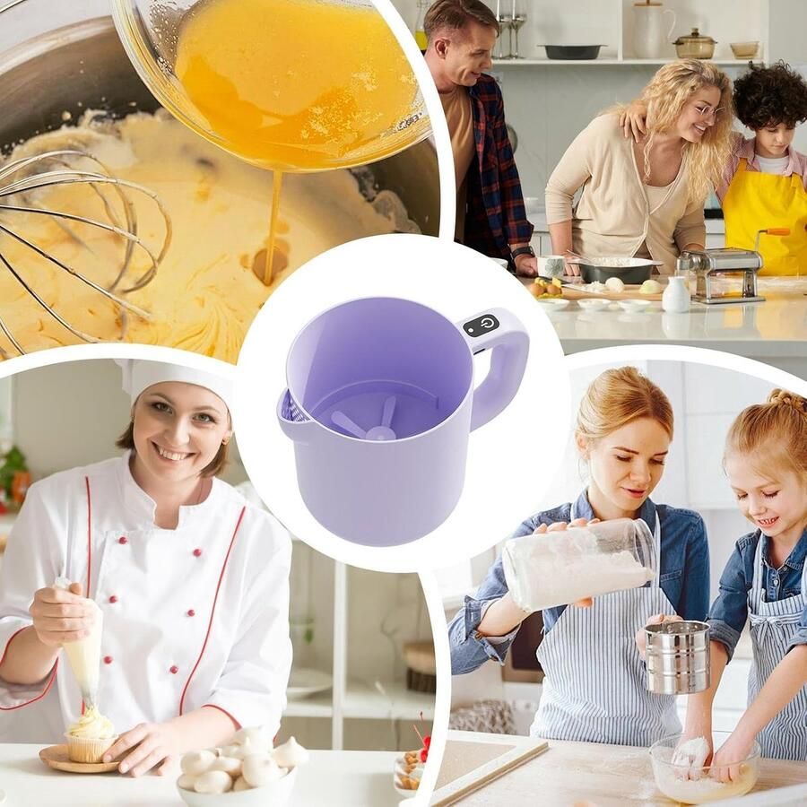 Elektrische Eiklopper Roomklopper Mixer Keuken Bakken Thuis Oplaadbaar Draadloos Ontwerp 1 Liter Capaciteit Paars - Foto 2