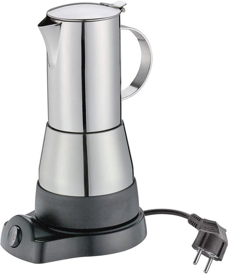 Elektrische Espresso Koker voor 6 Kopjes Roestvrij Staal met Warmhoudfunctie Ideaal voor Thuis en Onderweg