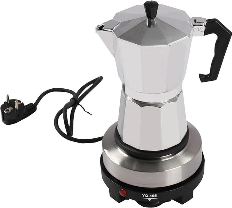 Elektrische espressomachine 300 ml mokkakan met mini-verwarmingsplaat mokka-machine klein koffiezetapparaat voor 6 kopjes mini enkele kookplaat en espressokoker elektrisch