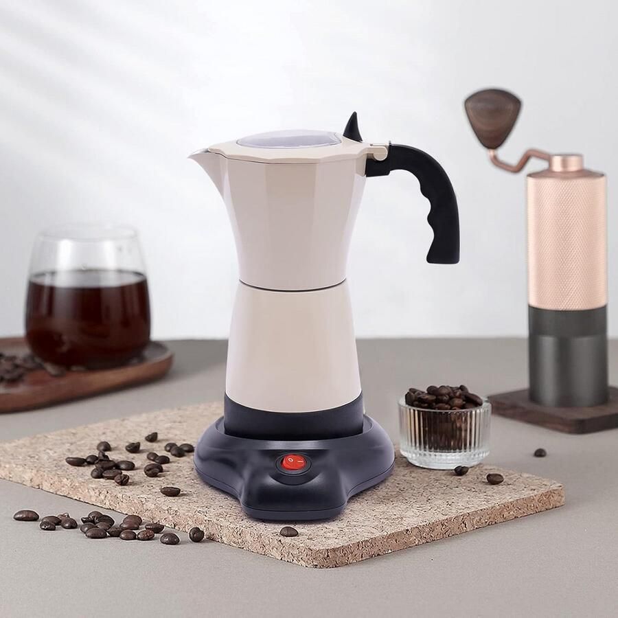 Elektrische Espressomachine voor 1-6 Personen 480W Draaibare Basis Beige