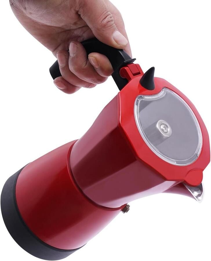 Elektrische espressomaker Koffiezetter fornuis Thuis koffie maken Snelle bereiding 300 ml capaciteit Rood