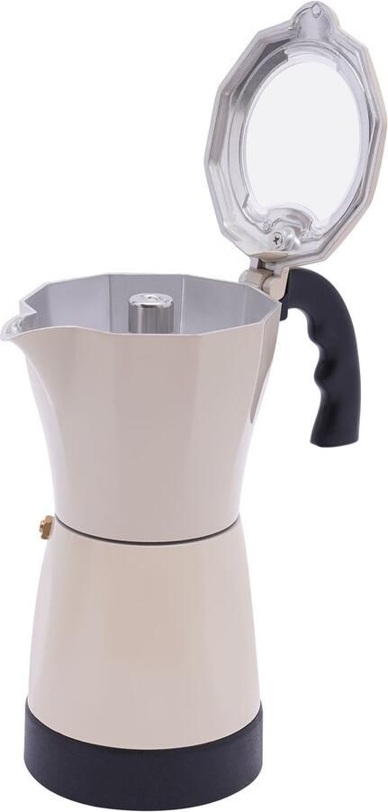 Elektrische Espressomaker Met Basis 300ML Rijstwit 480W 220V Aluminium Espresso Koker Voor 6 Espressokopjes