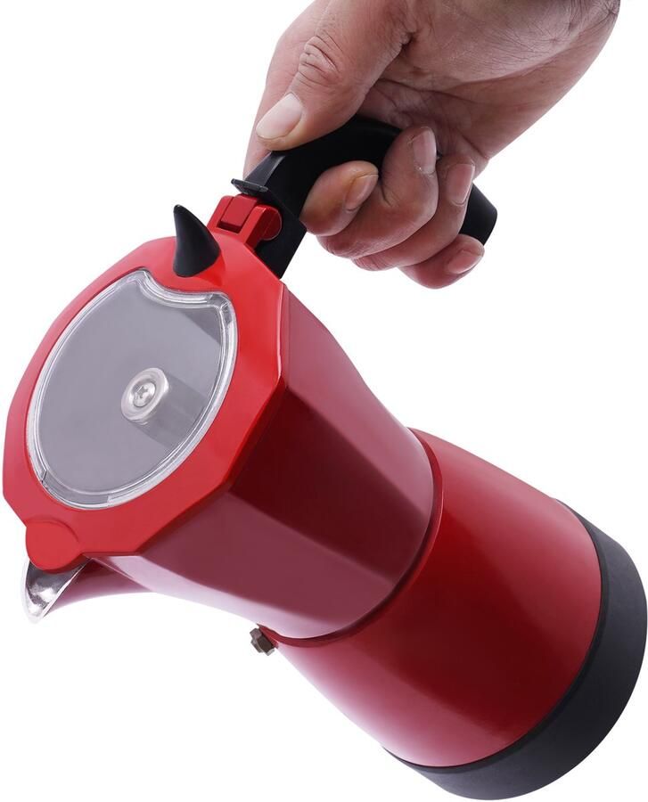 Elektrische Espressomaker Met Basis 300ML Rood 480W 220V Aluminium Espresso Koker Voor 6 Espressokopjes