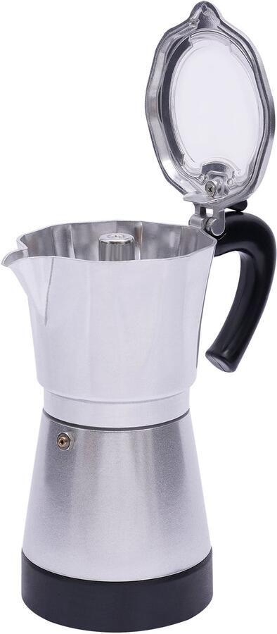 Elektrische Espressomaker Met Basis 300ML Zilver 480W 220V Aluminium Espresso Koker Voor 6 Espressokopjes
