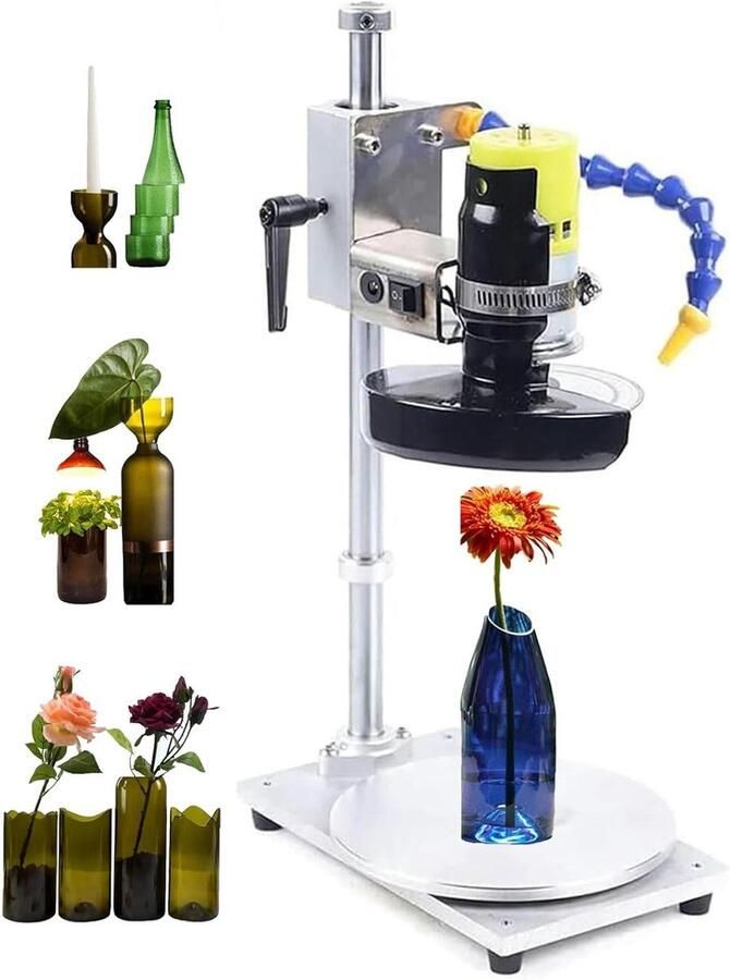 Elektrische Flessensnijder Glas Snijmachine Creatief Knutselen Instelbare Snelheid 2000-6000 Tpm Zilver