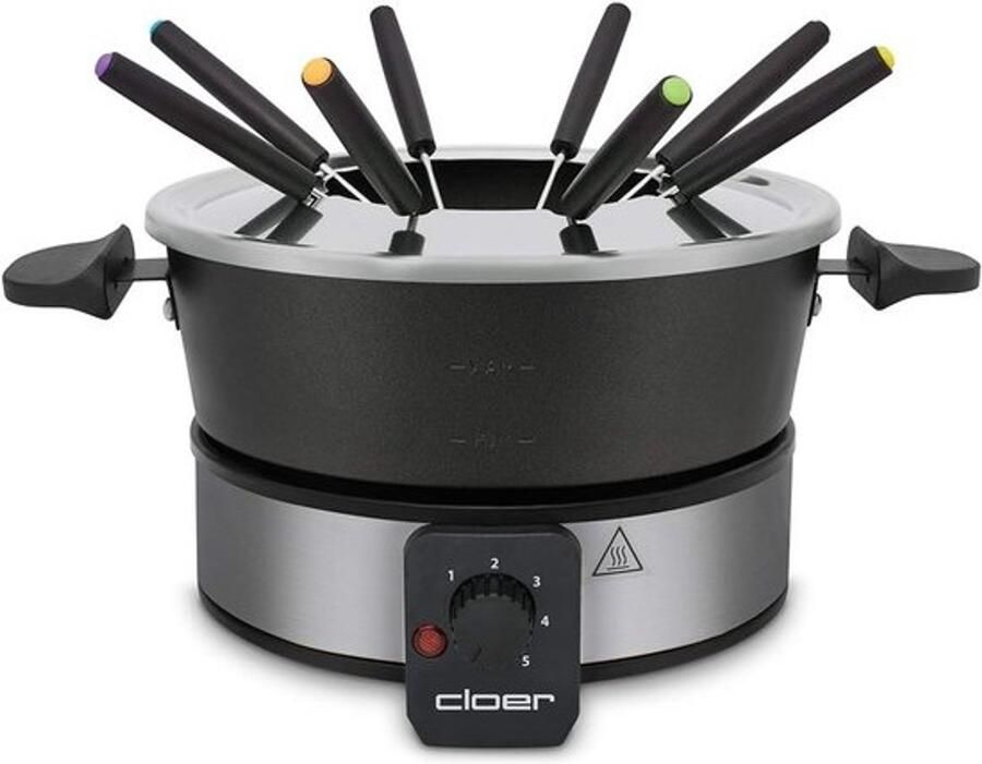 Elektrische fondue Gourmetpan Voor gezellig tafelen Met antiaanbaklaag 15 liter Zilver en zwart