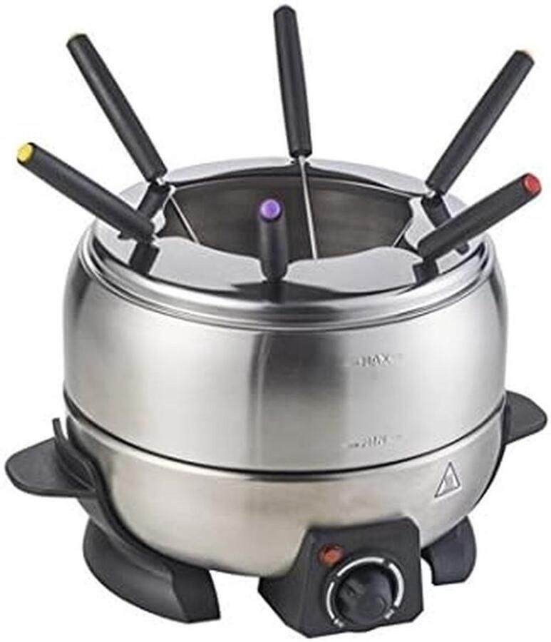 Elektrische Fondue Set met 6 Vorkjes RVS en Metaal Geschikt voor Party's en Gezellig Tafelen